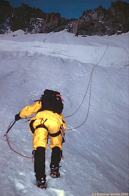 Einstieg am Bergschrund